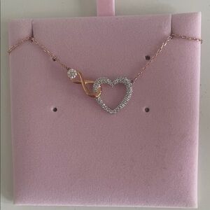 Swarovski Rose Gold and Silver Infinity Heart Necklace